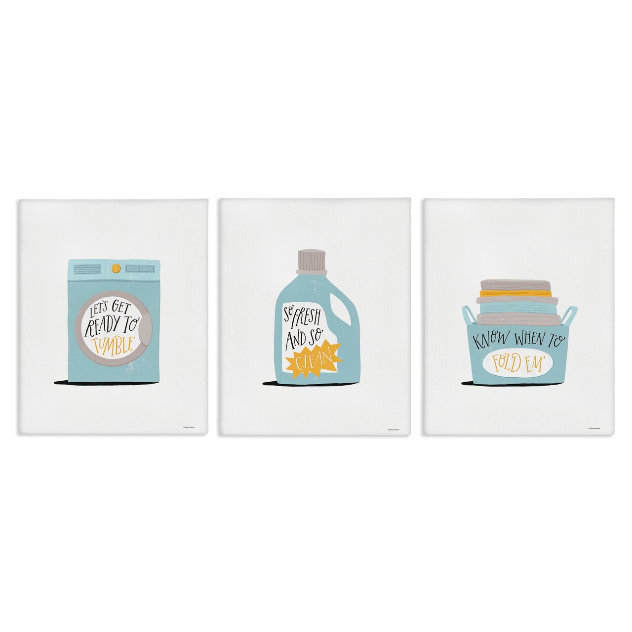 Stupell Industries Minimal Laundry Phrases 3pc Canvas Wall Art Set Design by Rachel Nieman